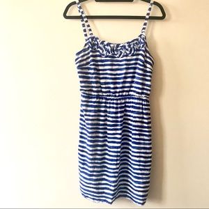 Loft Striped Blue White Striped Sheath Dress Rose